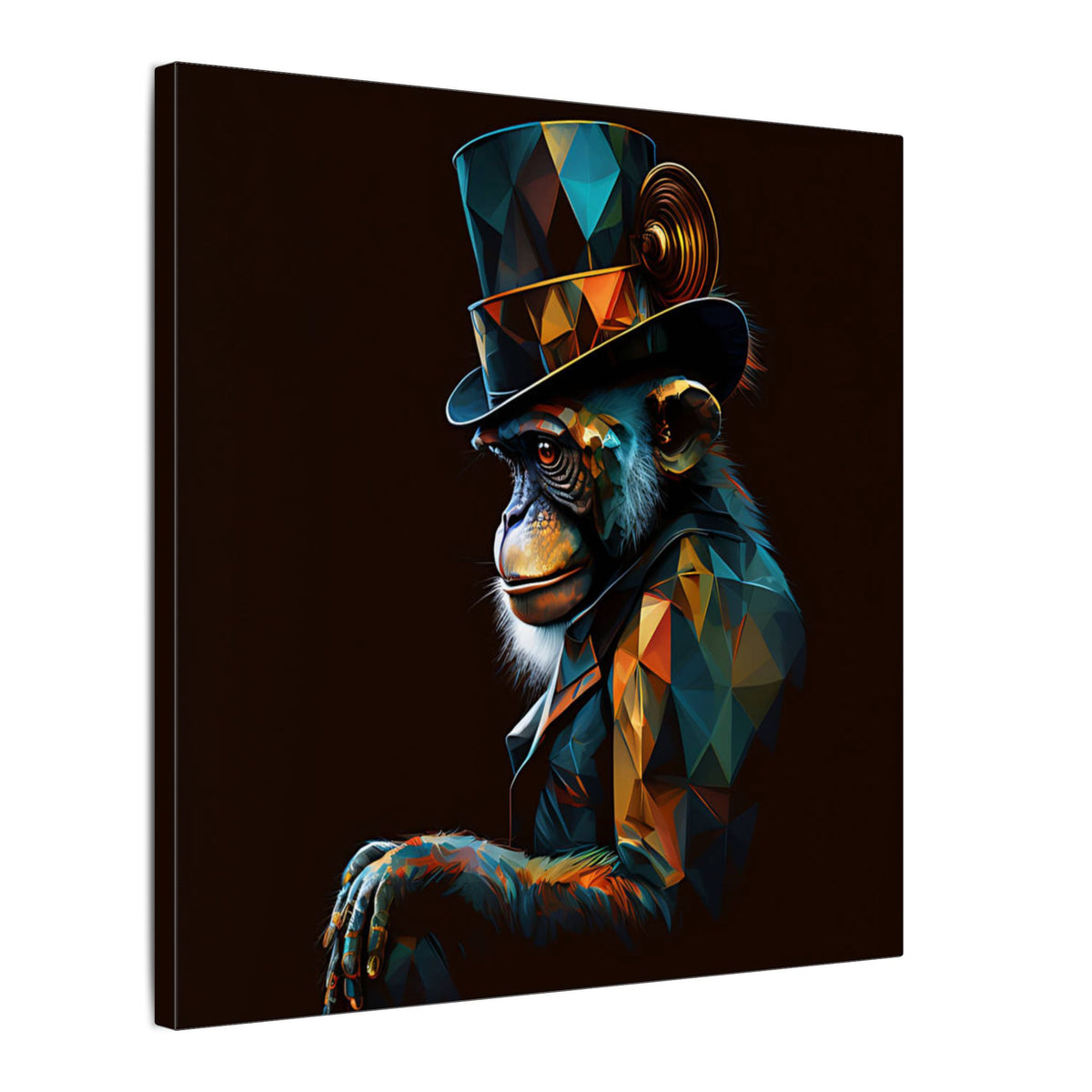 The Unusual Gentleman – Geometric Chimp Portrait Canvas Print