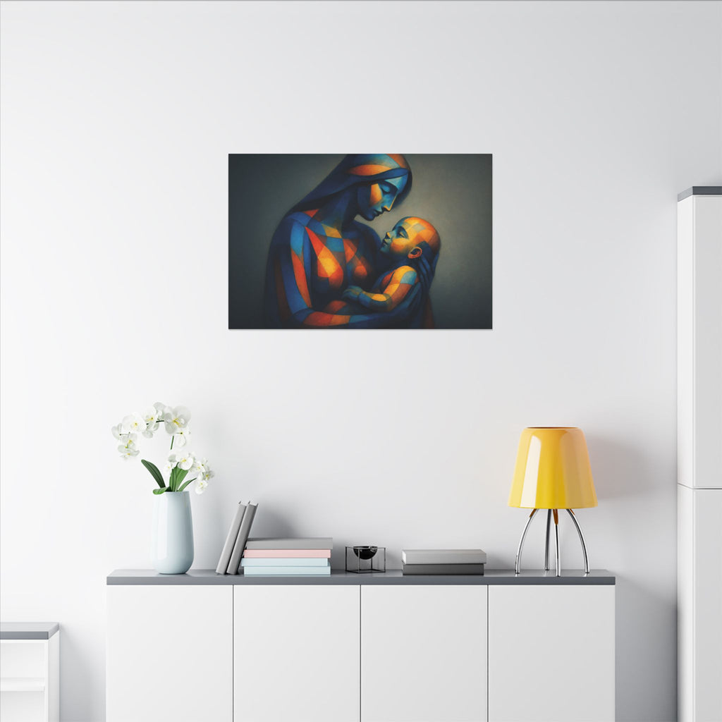 Held in Light – Abstract Mother and Child Canvas Print