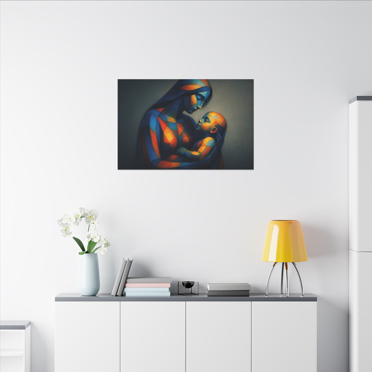 Held in Light – Abstract Mother and Child Canvas Print