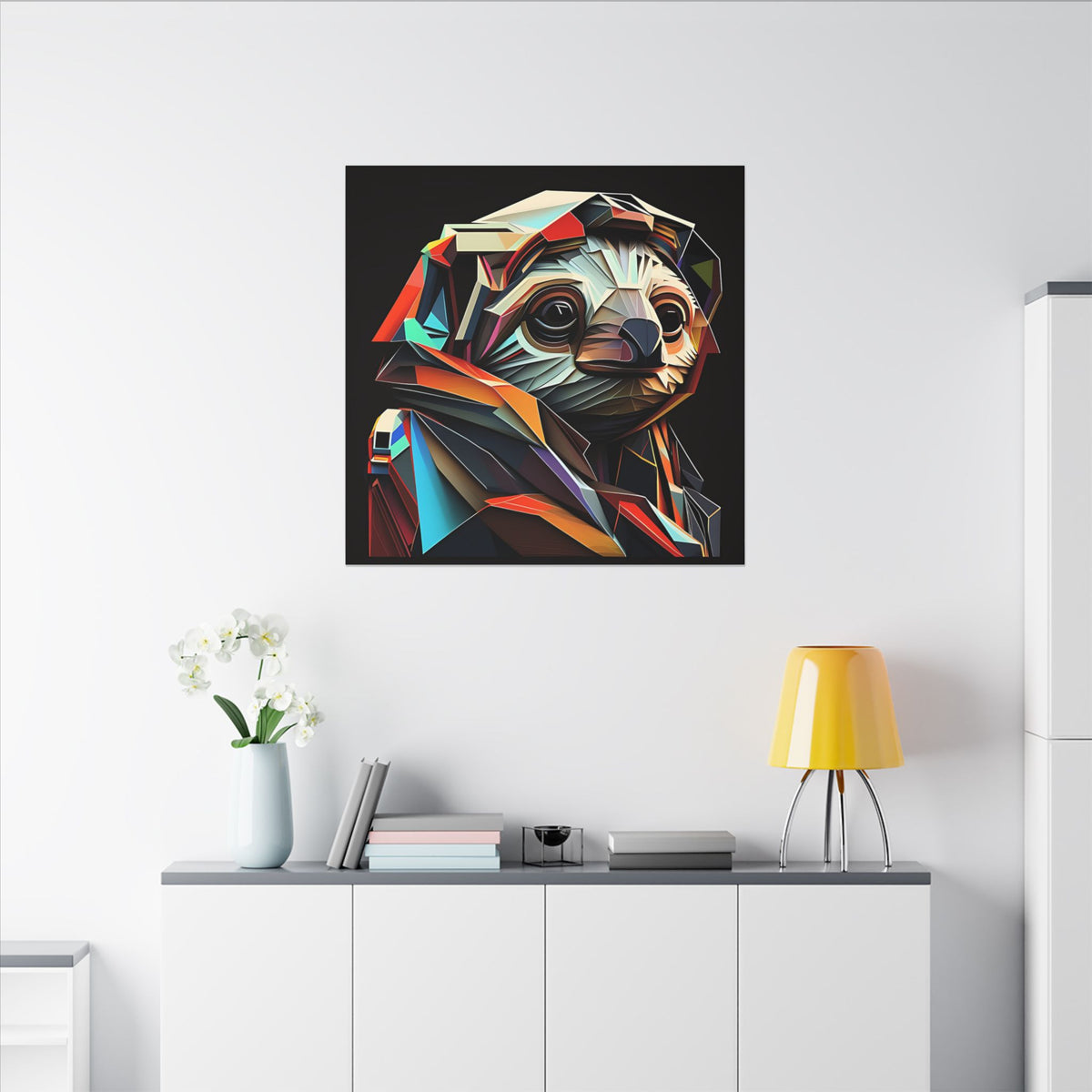 Master of Eventually – Geometric Sloth Portrait Canvas Print