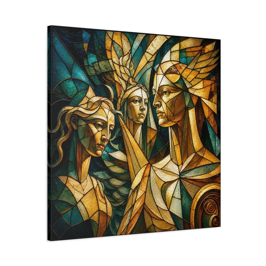The Golden Council — Modern Stained Glass Figurative Wall Art