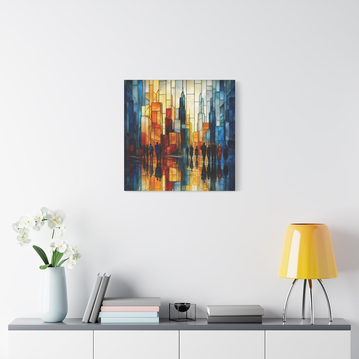 City of Light — Modern Stained Glass Skyline Wall Art