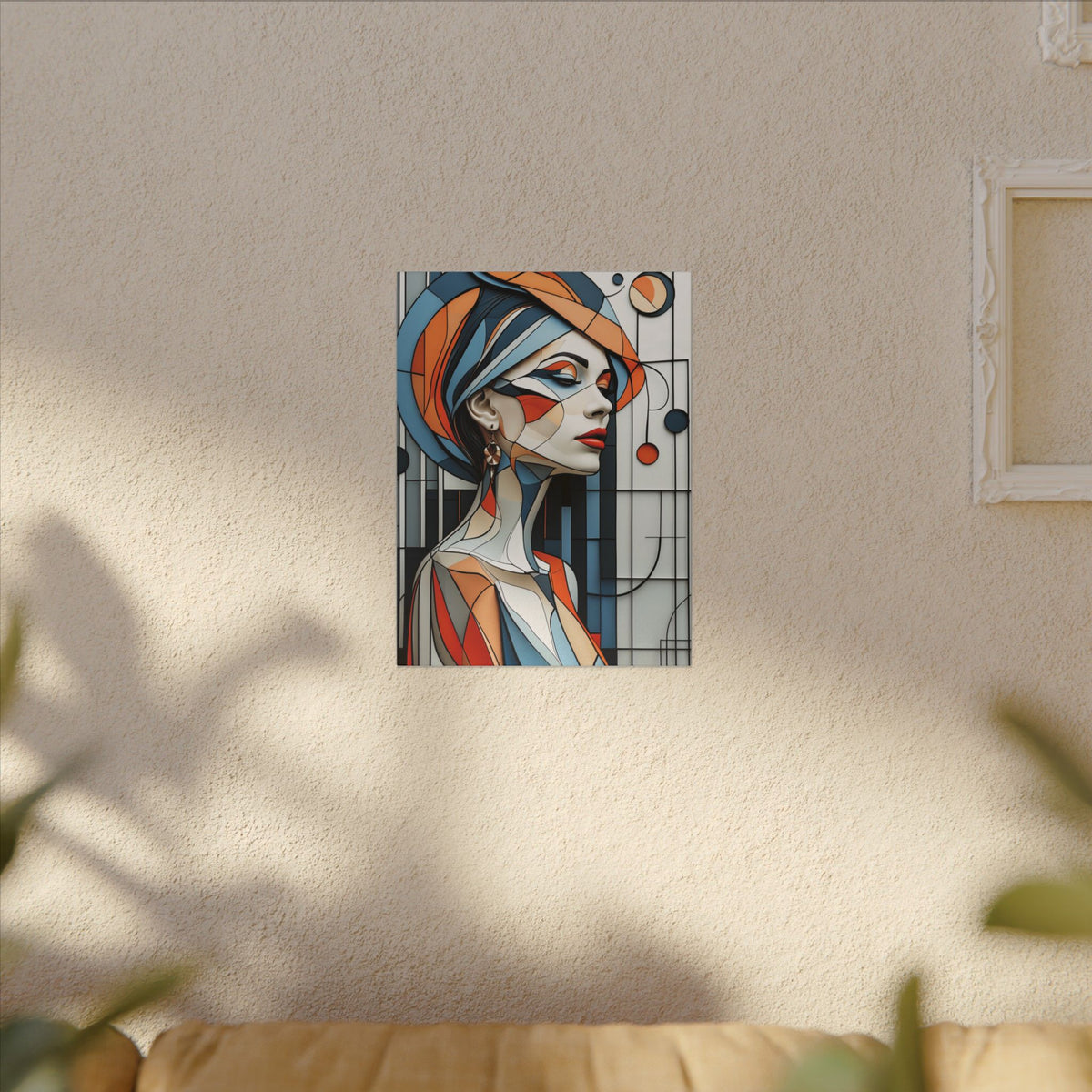 Poise in Orbit – Geometric Female Portrait Canvas Print