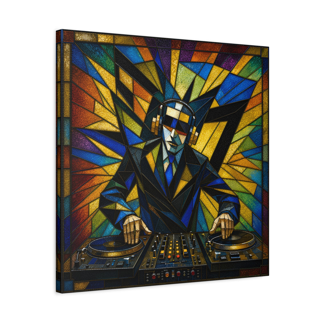 Frequency State – Abstract Stained Glass DJ Pop Art Canvas Print