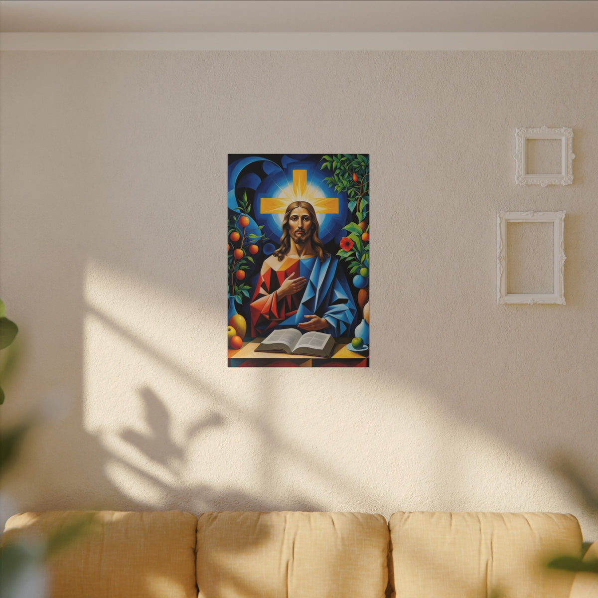 Garden of Grace – Modern Geometric Jesus Canvas Print
