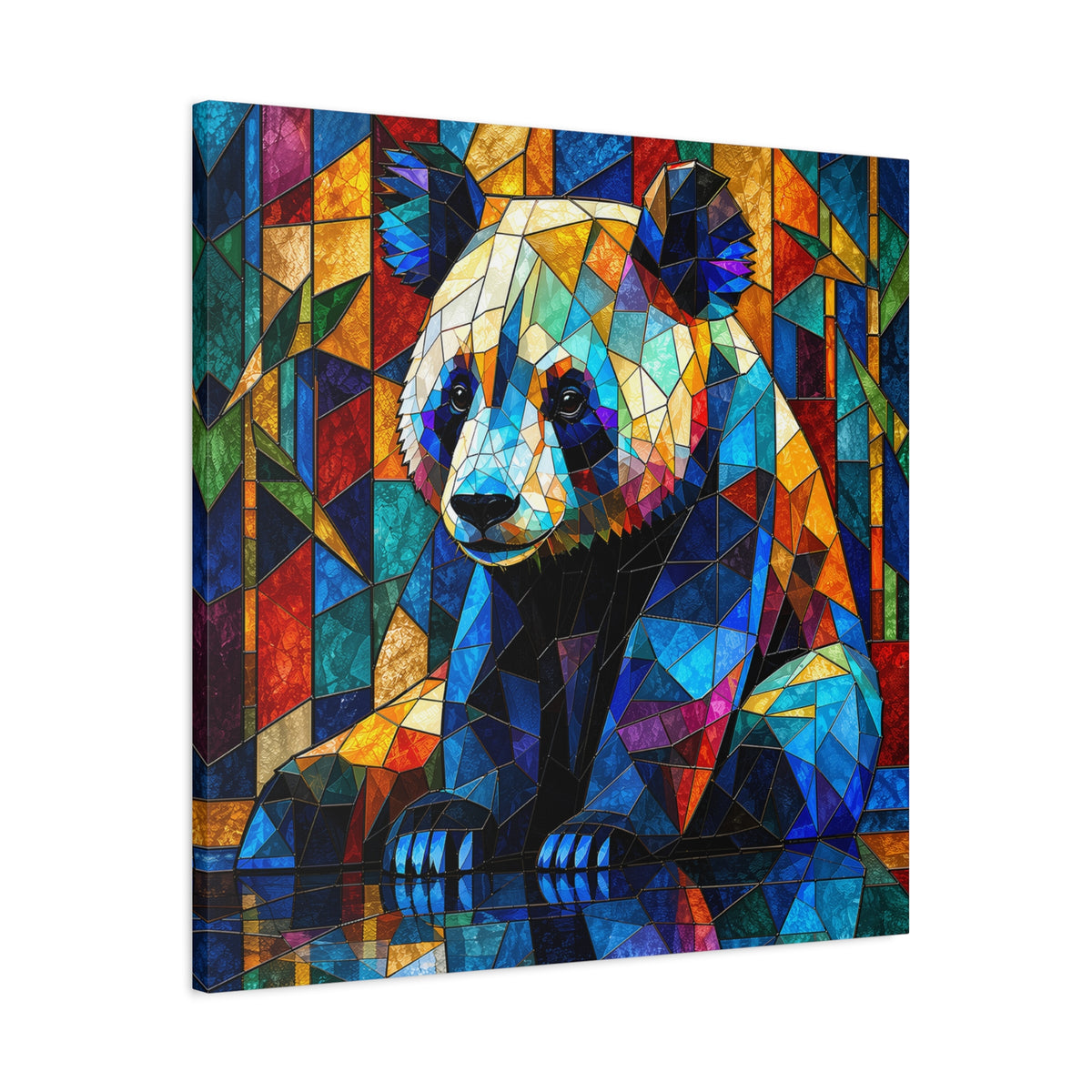 Prismatic Panda — Stained Glass Geometric Animal Wall Art