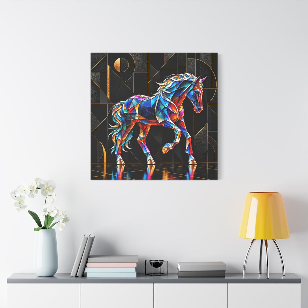 Prismatic Stallion — Stained Glass Geometric Horse Wall Art
