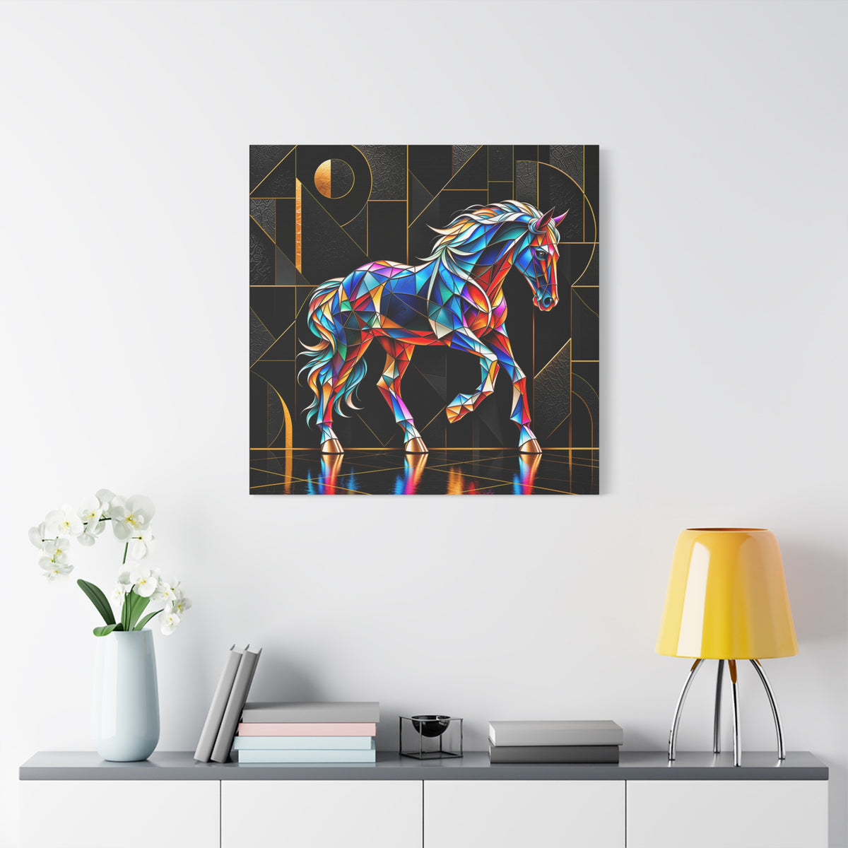 Prismatic Stallion — Stained Glass Geometric Horse Wall Art