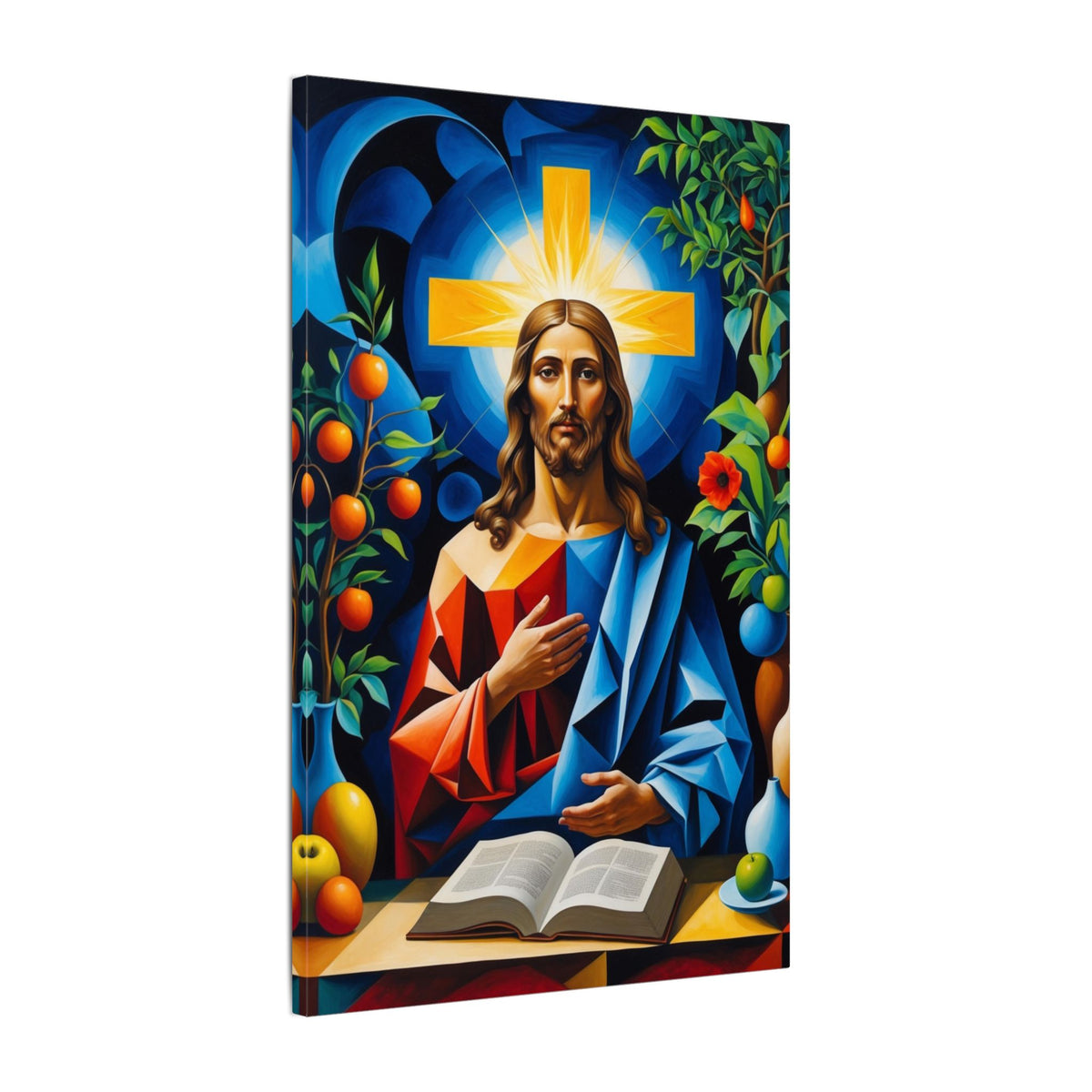 Garden of Grace – Modern Geometric Jesus Canvas Print