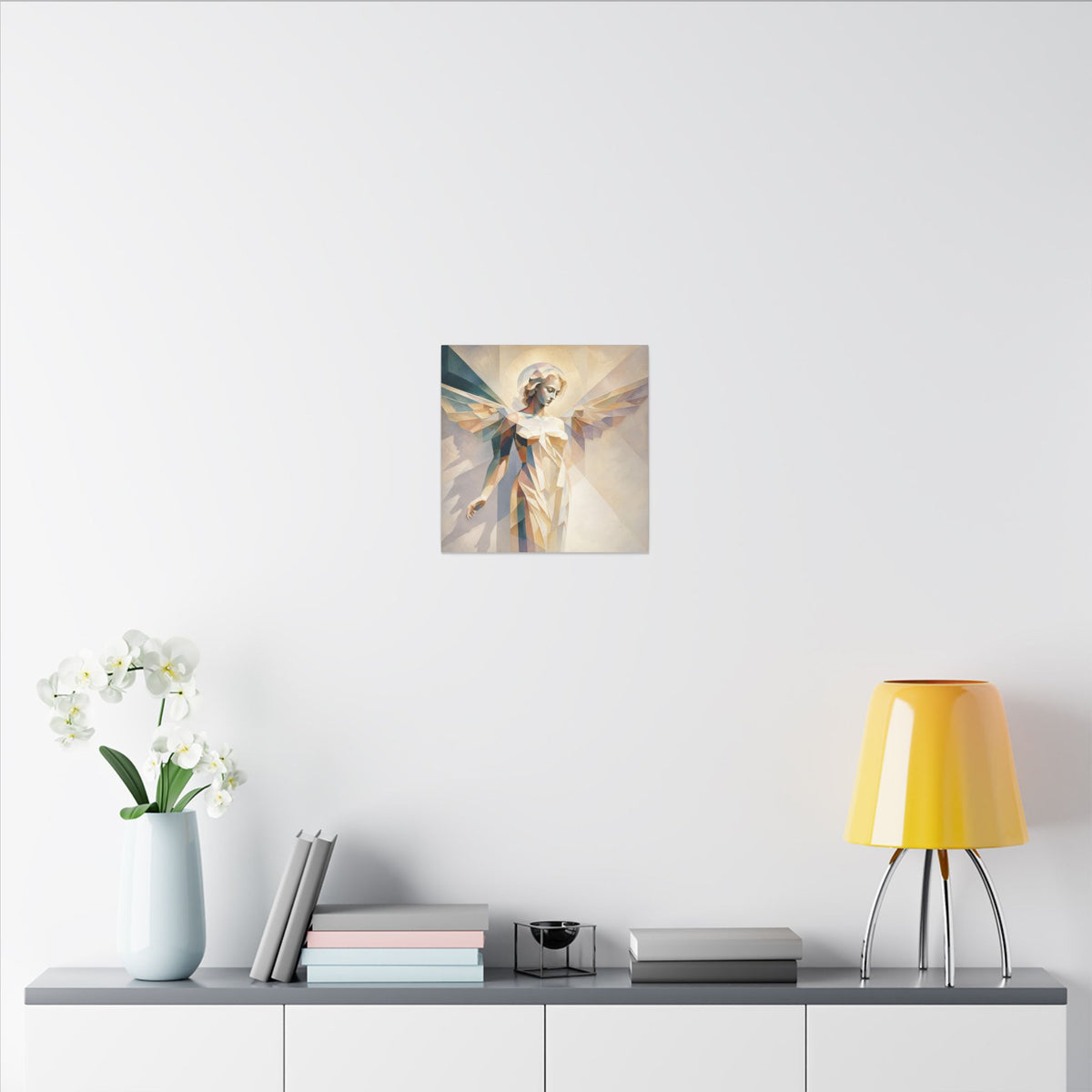 Radiant Stillness – Geometric Angel Canvas Print