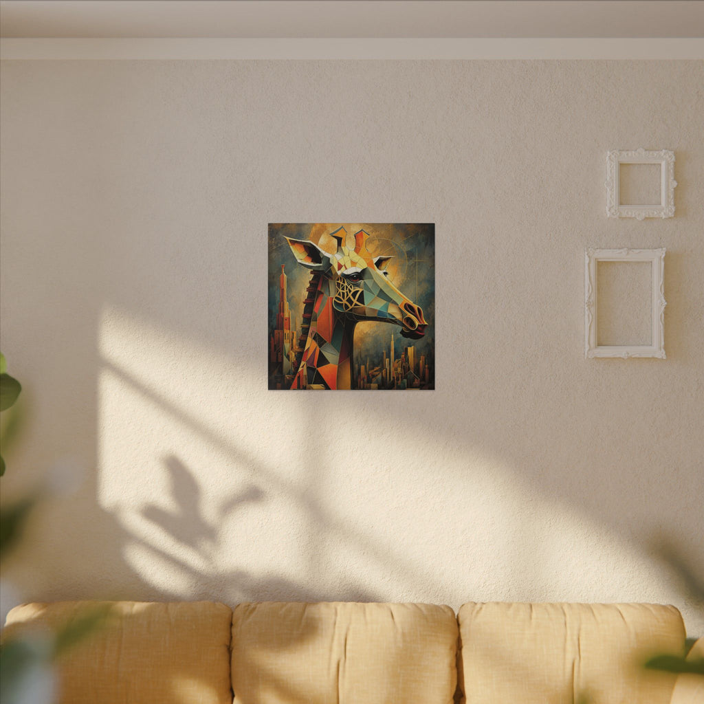 The Gilded Watcher — Cubist Giraffe Art Print
