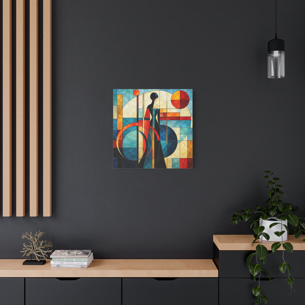 Solar Reverie — Art Deco Stained Glass Woman Canvas