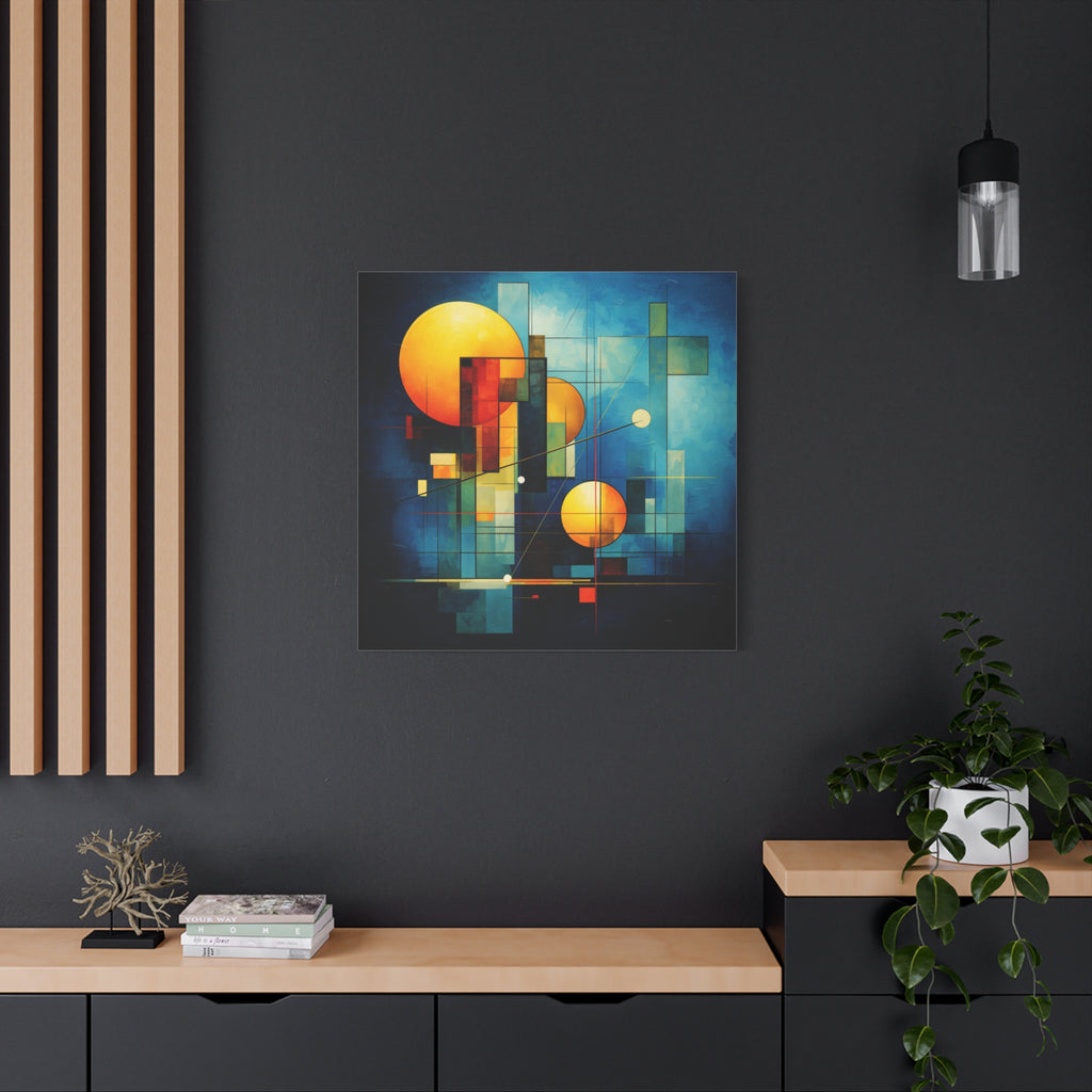 Solar Blueprint – Geometric Abstract Sun Canvas Print