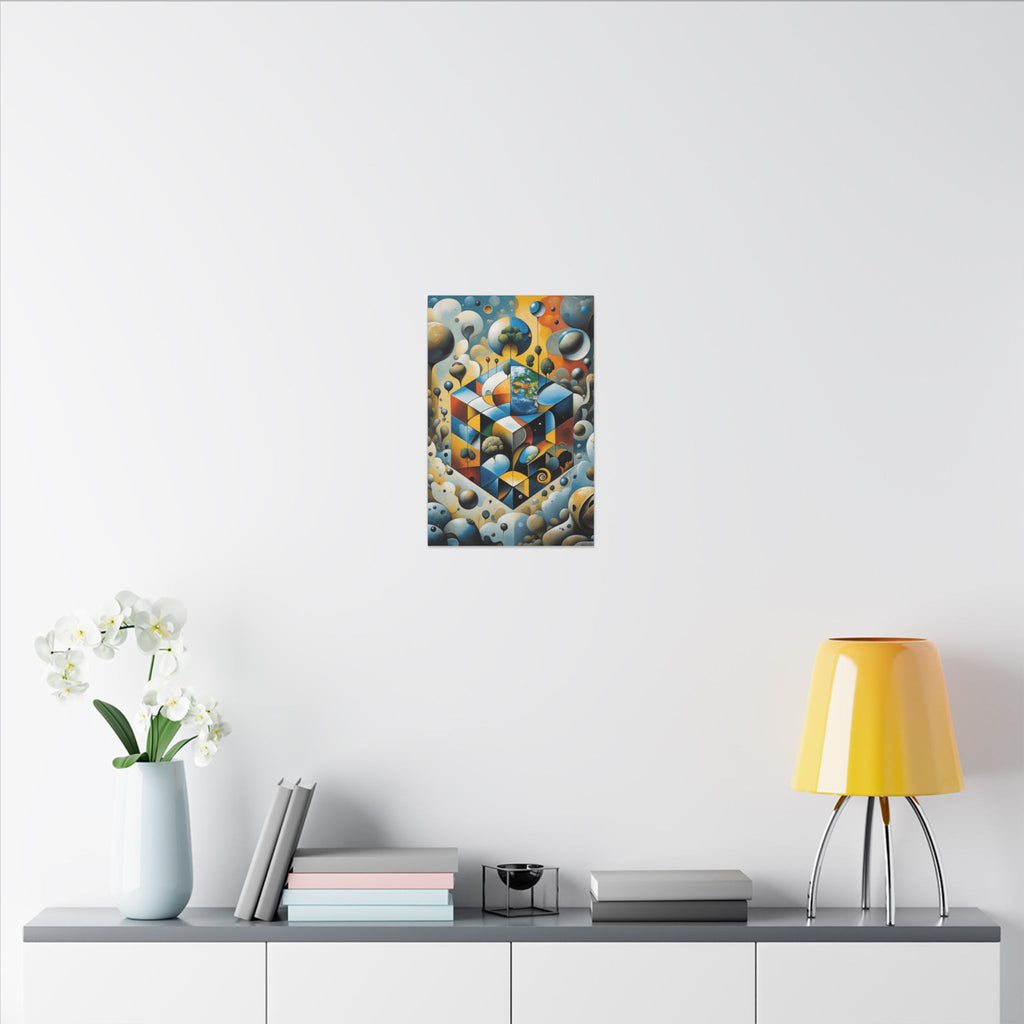 World Within Worlds – Surreal Geometric Earth Canvas Print