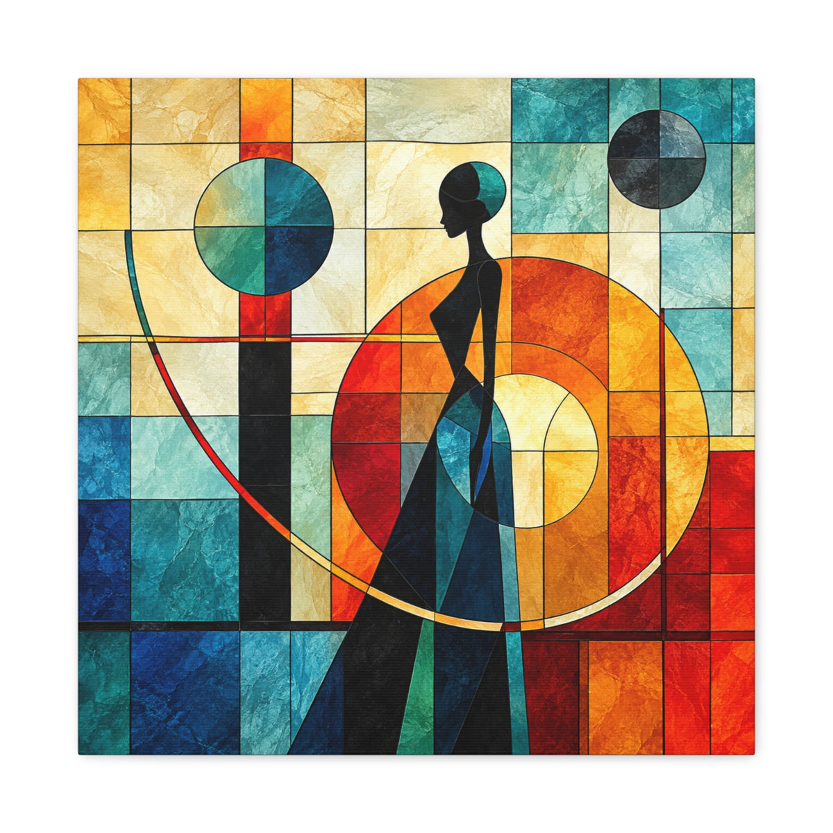 Poise in Motion — Art Deco Stained Glass Woman Canvas