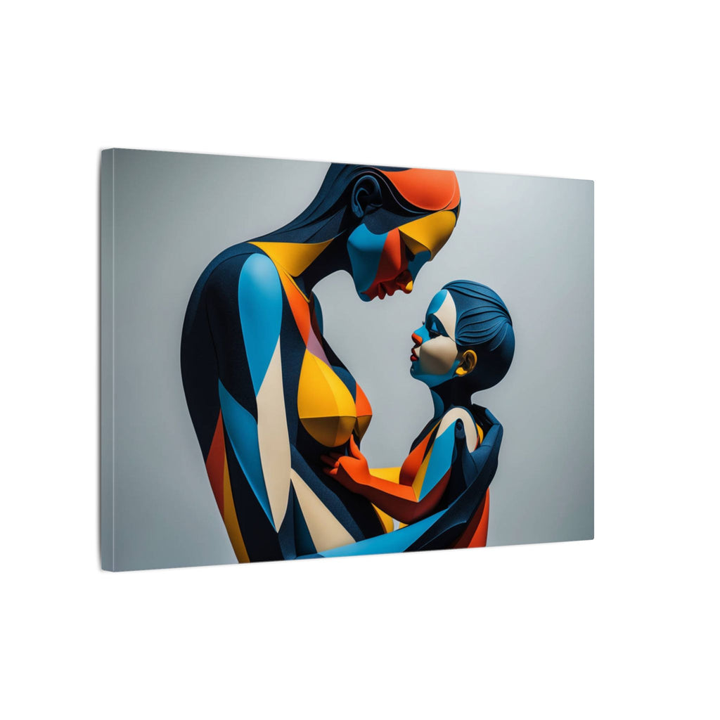 Held in Color – Geometric Mother and Child Canvas Print