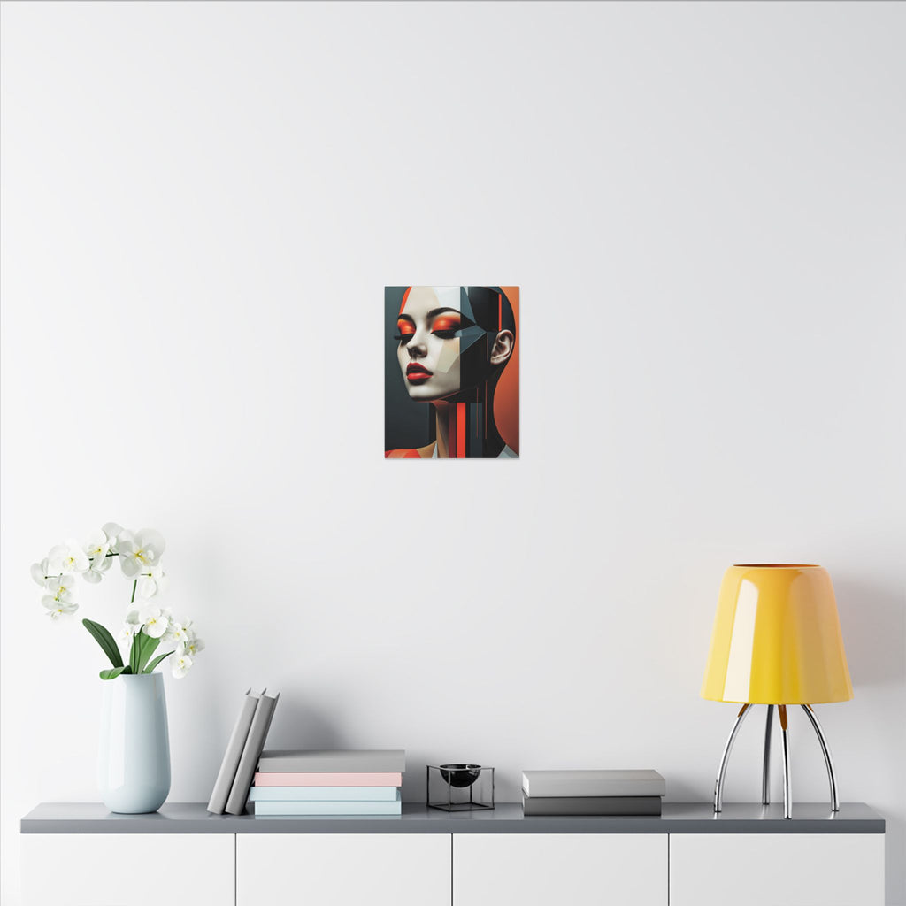Quiet Voltage – Futurist Geometric Female Portrait Canvas Print