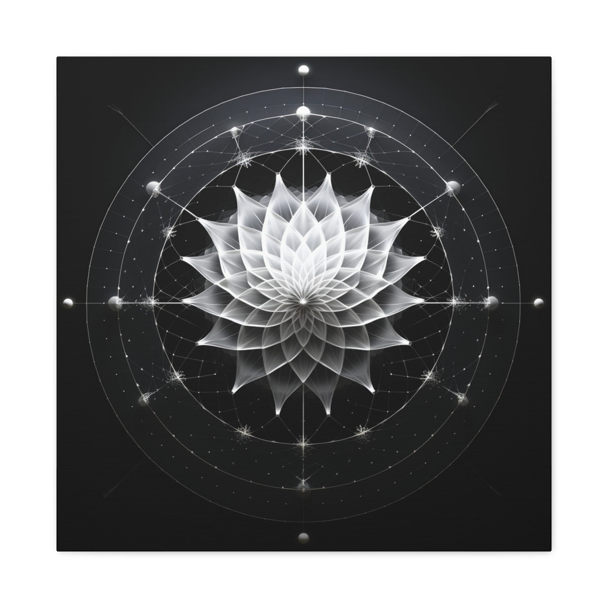 Orbit of Stillness — Monochrome Sacred Geometry Lotus Wall Art