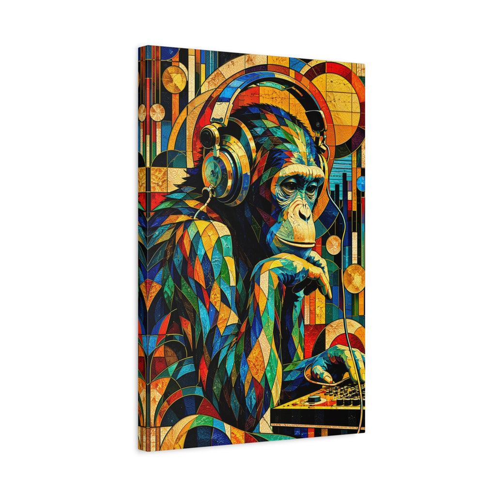 Primate Frequencies — Stained Glass DJ Monkey Fine Art Print