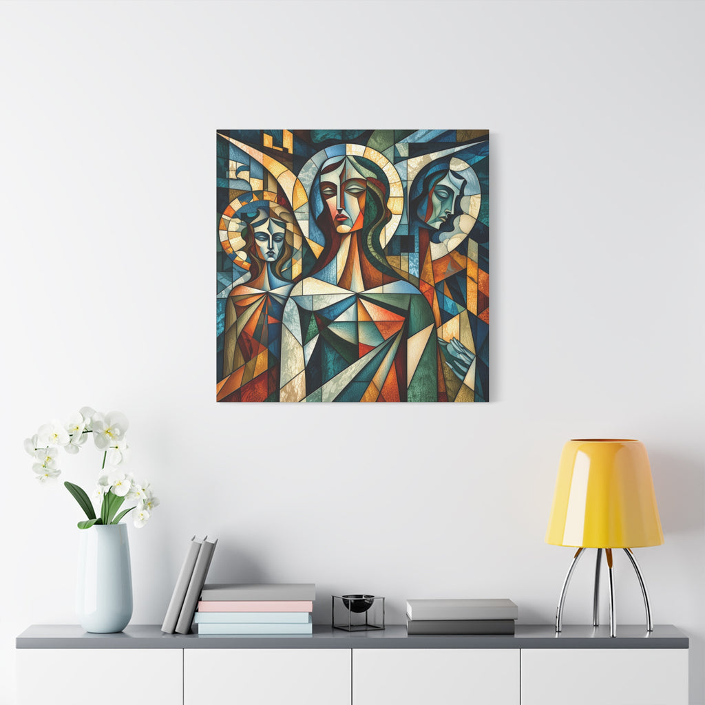 The Ones Who Watch Over Us | Cubist Stained Glass Angel Art