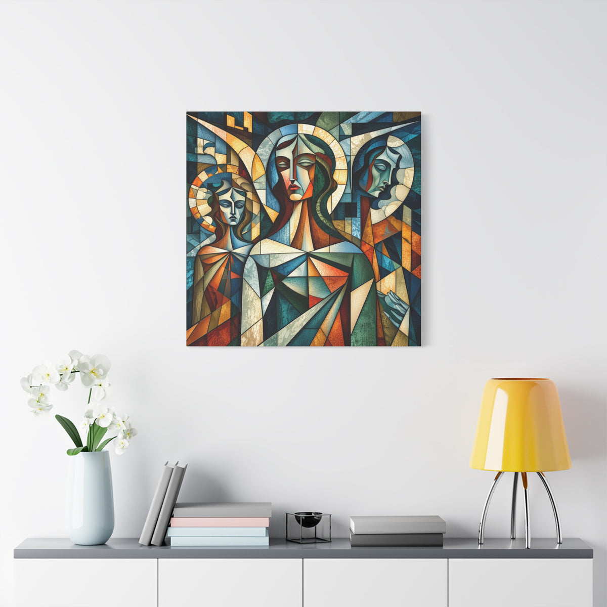 The Ones Who Watch Over Us | Cubist Stained Glass Angel Art