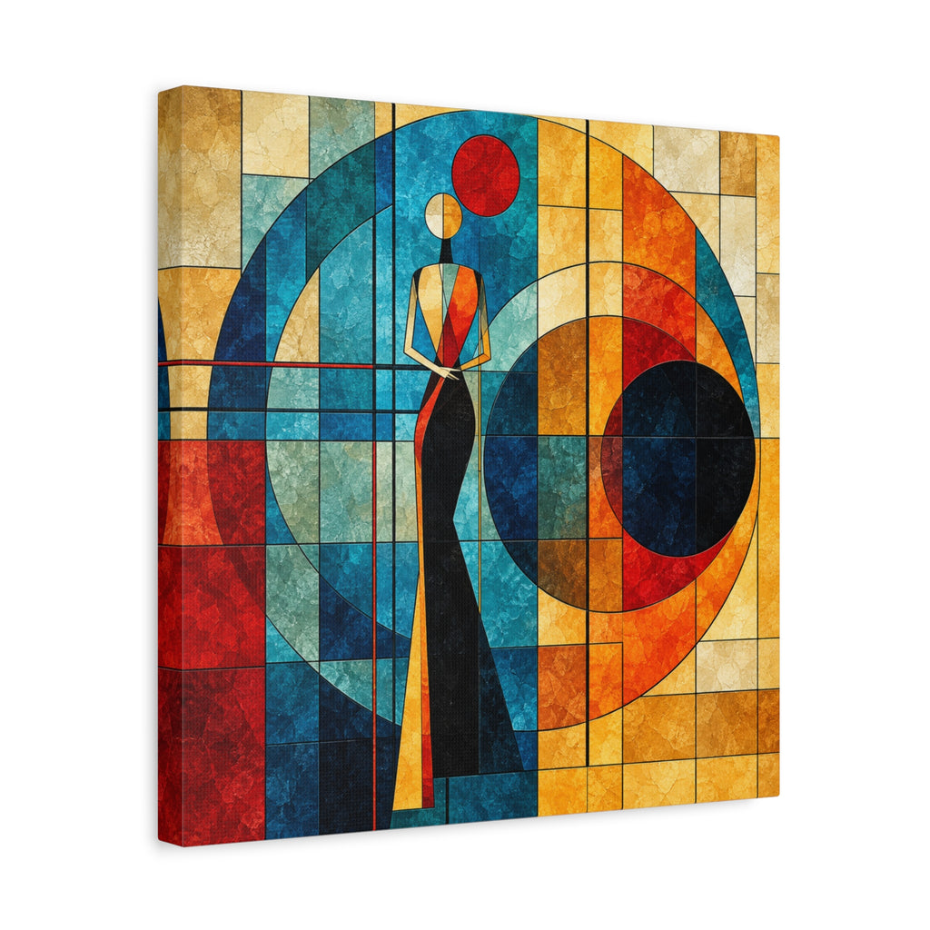 Orbit of Poise — Art Deco Stained Glass Woman Canvas