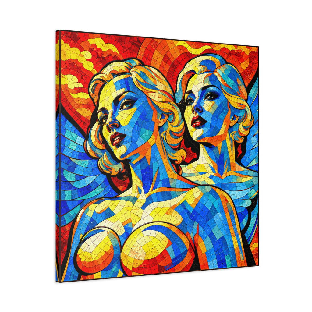 Electric Muses - Vibrant Cubist Stained Glass  Matte Canvas
