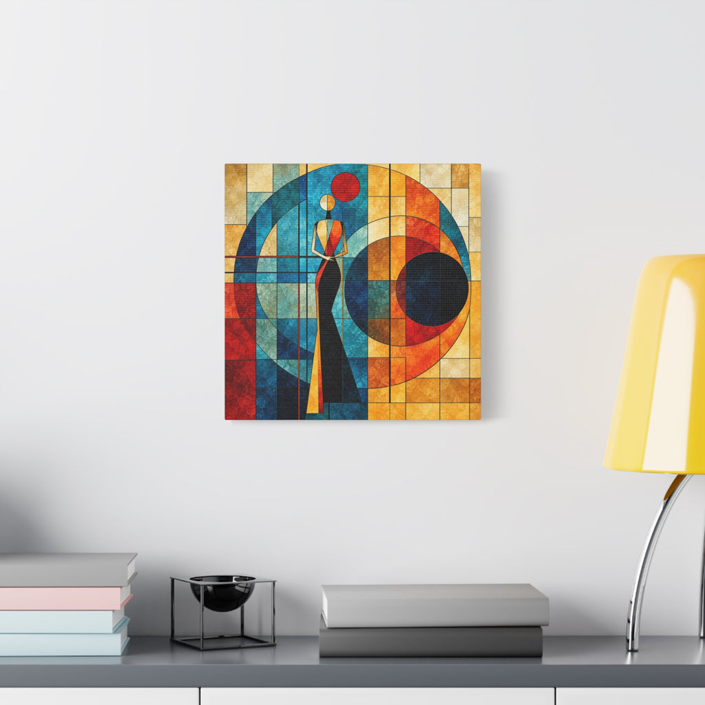 Orbit of Poise — Art Deco Stained Glass Woman Canvas