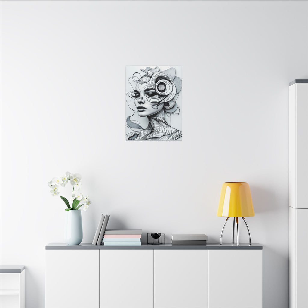 The Architecture of Thought – Black and White Surreal Portrait Canvas Print