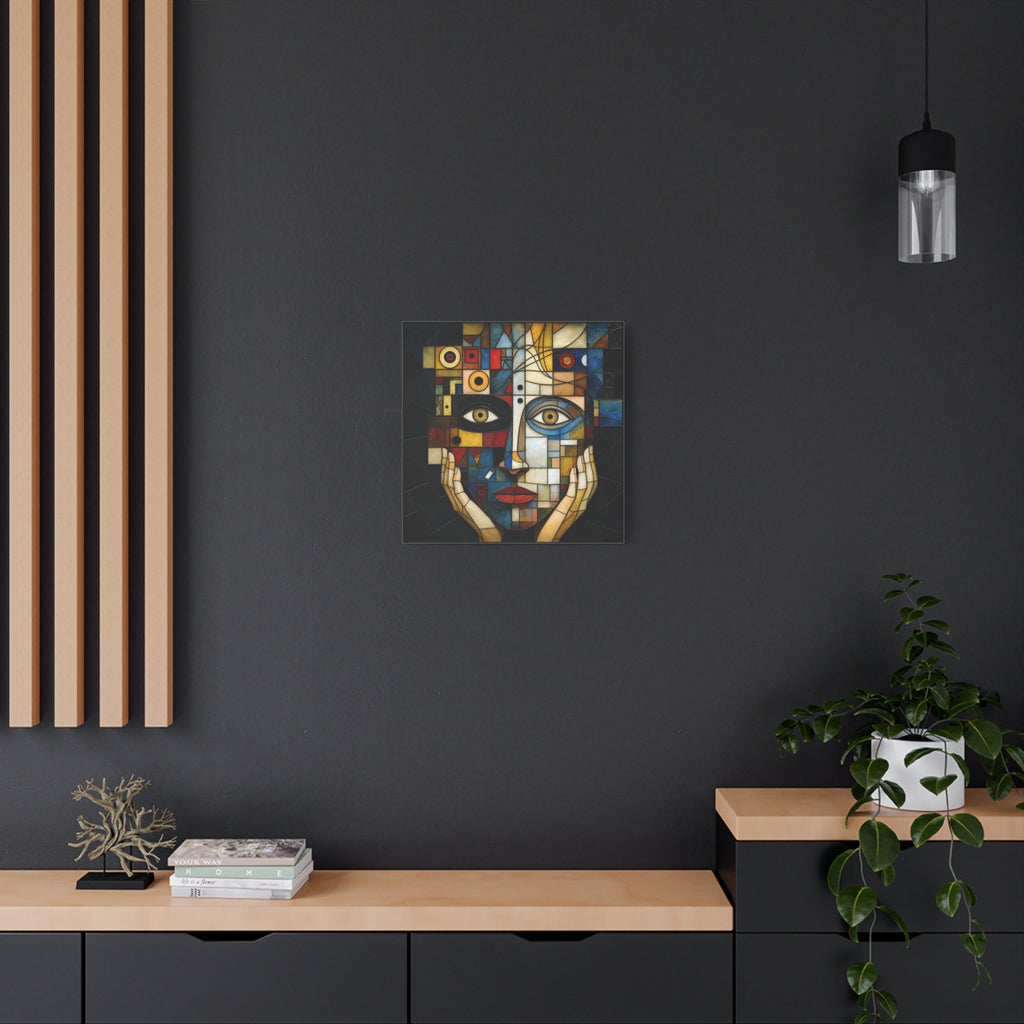 Seen From Within — Cubist Stained Glass Woman Portrait Wall Art