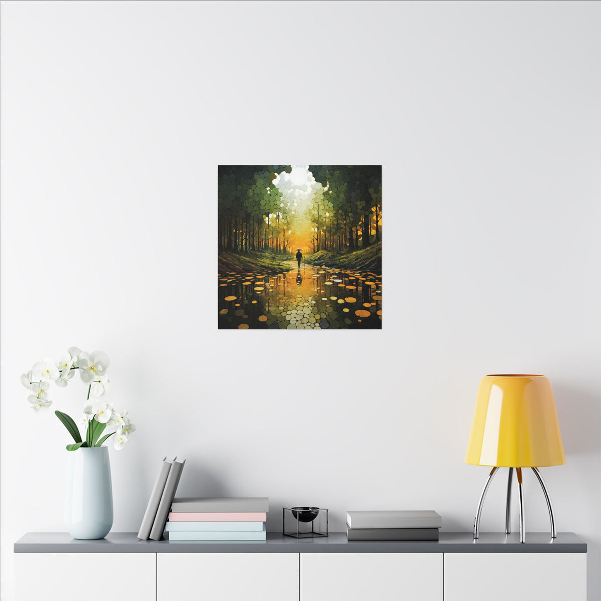 Into the Gold – Abstract Forest Landscape Canvas Print