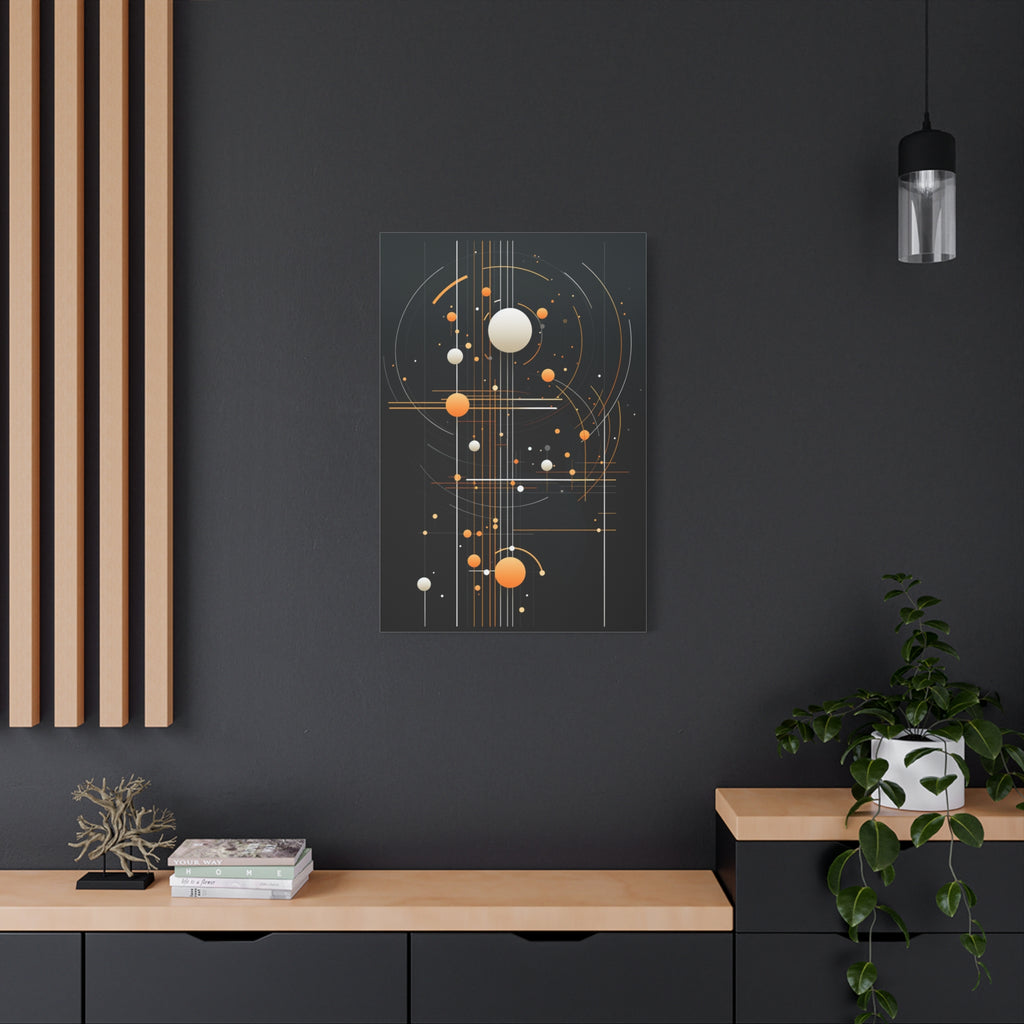Orbital Blueprint No. 2 — Modern Orange & White Orb Wall Art