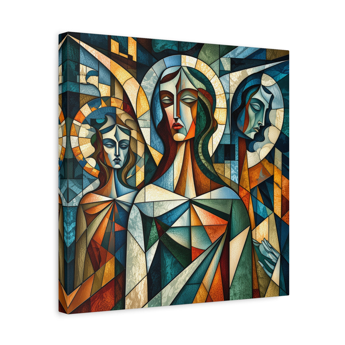 The Ones Who Watch Over Us | Cubist Stained Glass Angel Art