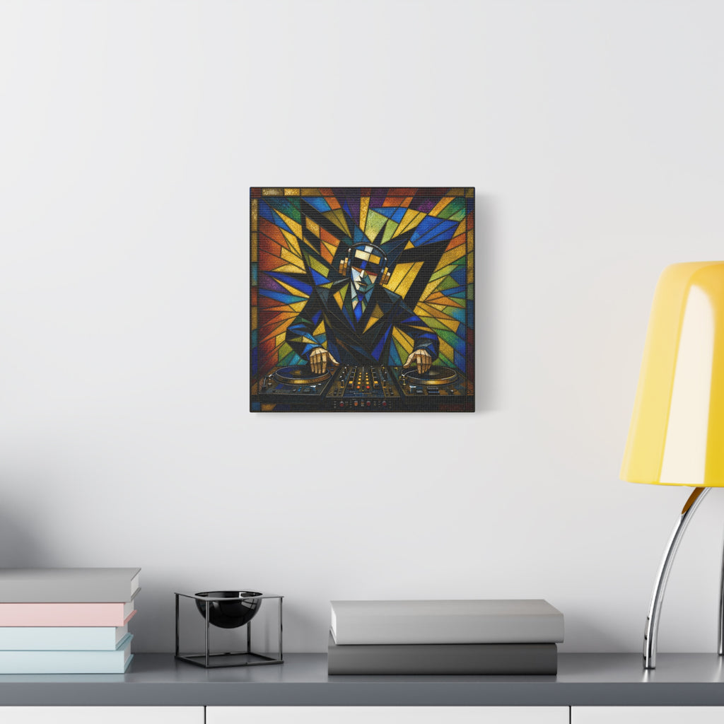 Frequency State – Abstract Stained Glass DJ Pop Art Canvas Print