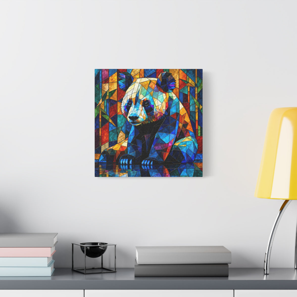 Prismatic Panda — Stained Glass Geometric Animal Wall Art