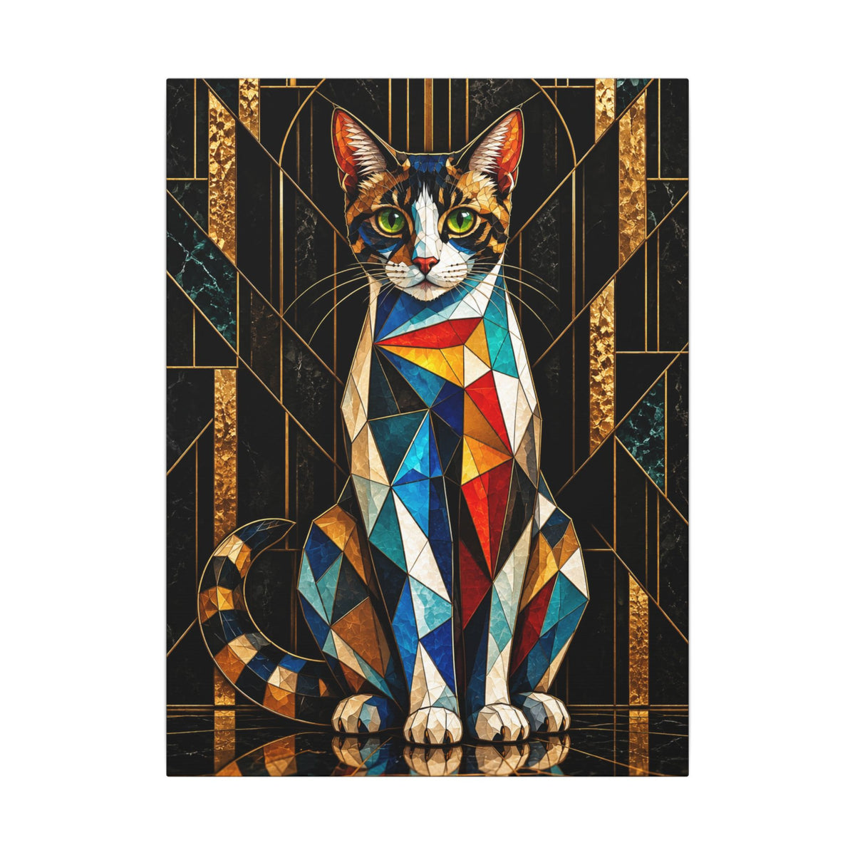Curious Geometry – Geometric Cat Portrait Canvas Print
