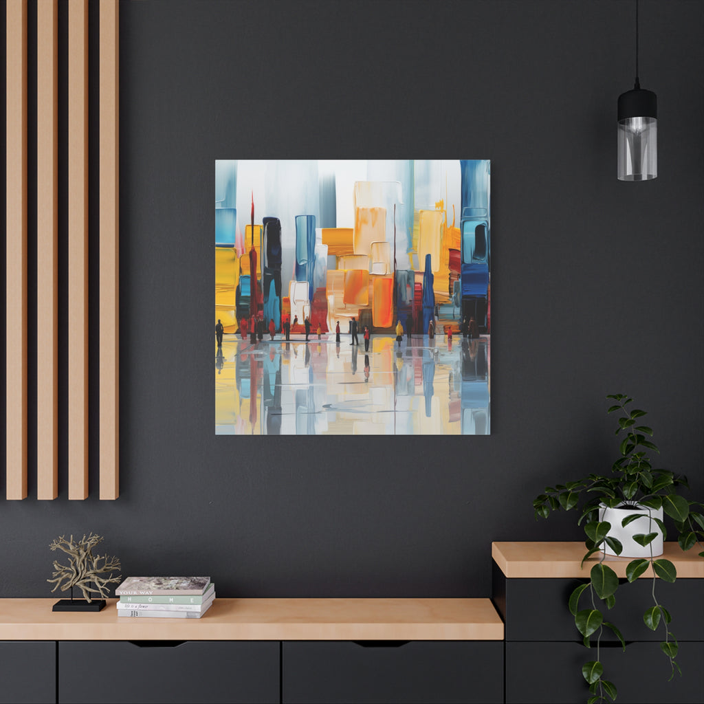City in Reflection – Abstract Urban Skyline Canvas Print