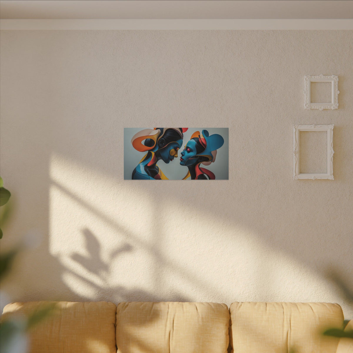 Almost Touching – Futurist Dual Portrait Canvas Print