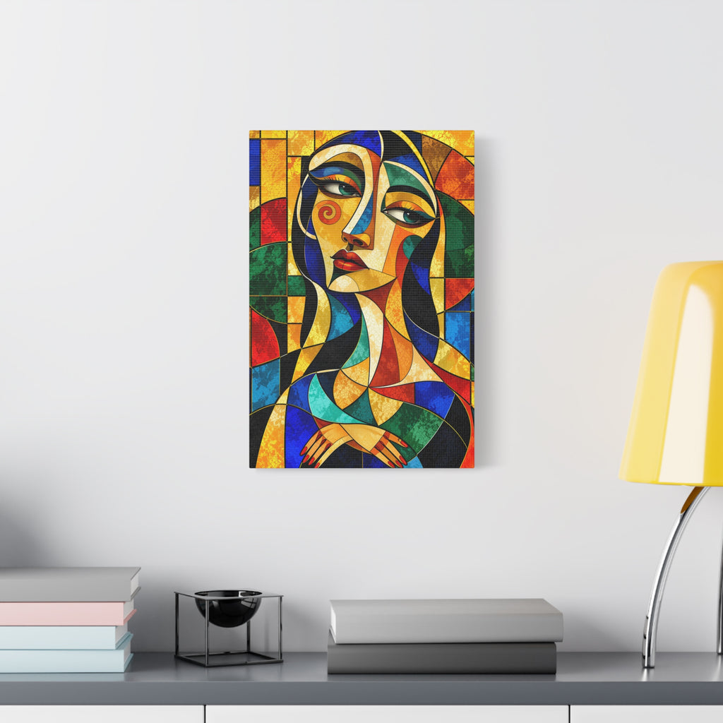The Geometry of Her — Cubist Stained Glass Portrait Fine Art Print