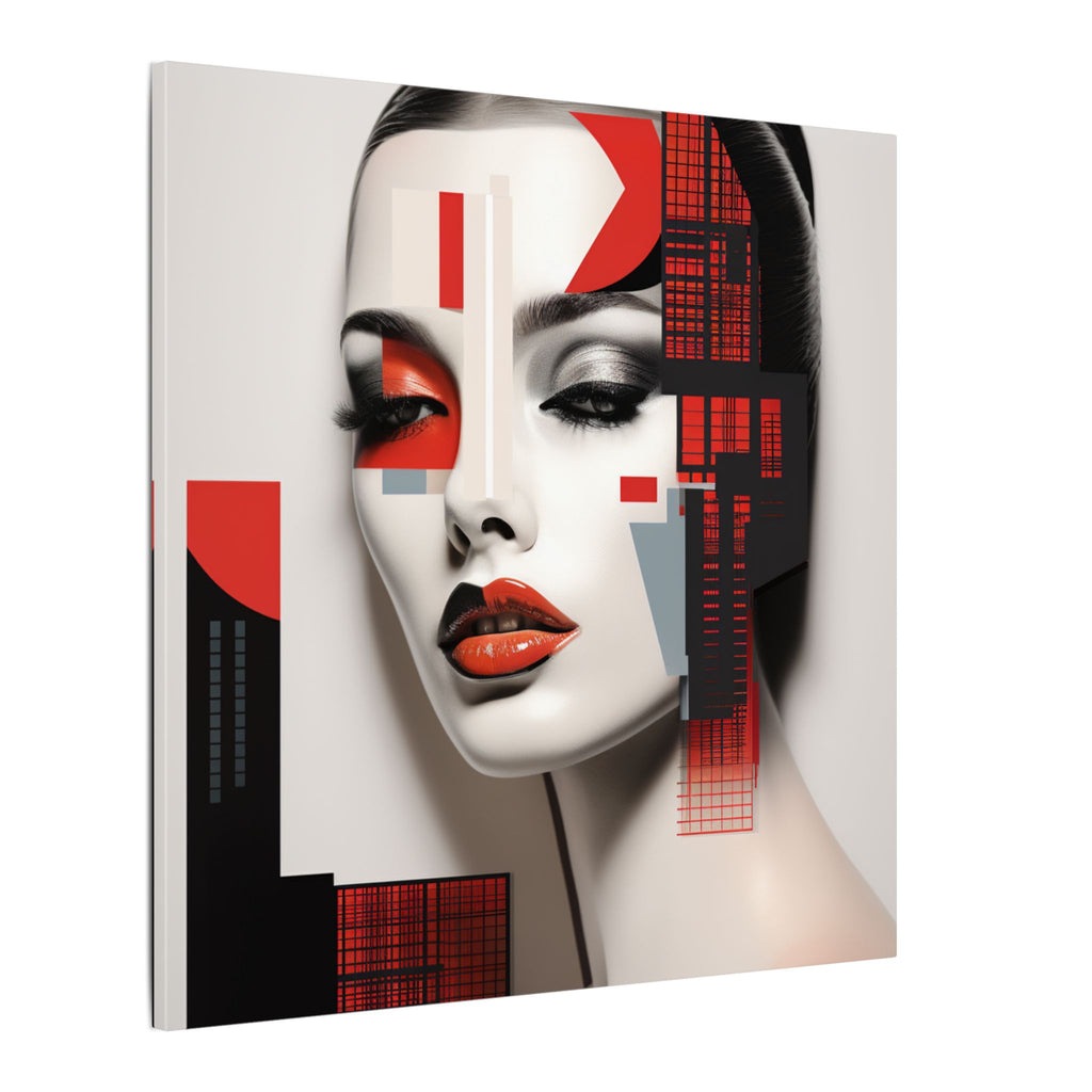 Red Syntax – Geometric Fashion Portrait Canvas Print