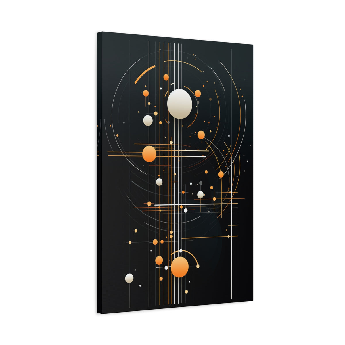 Orbital Blueprint No. 2 — Modern Orange & White Orb Wall Art