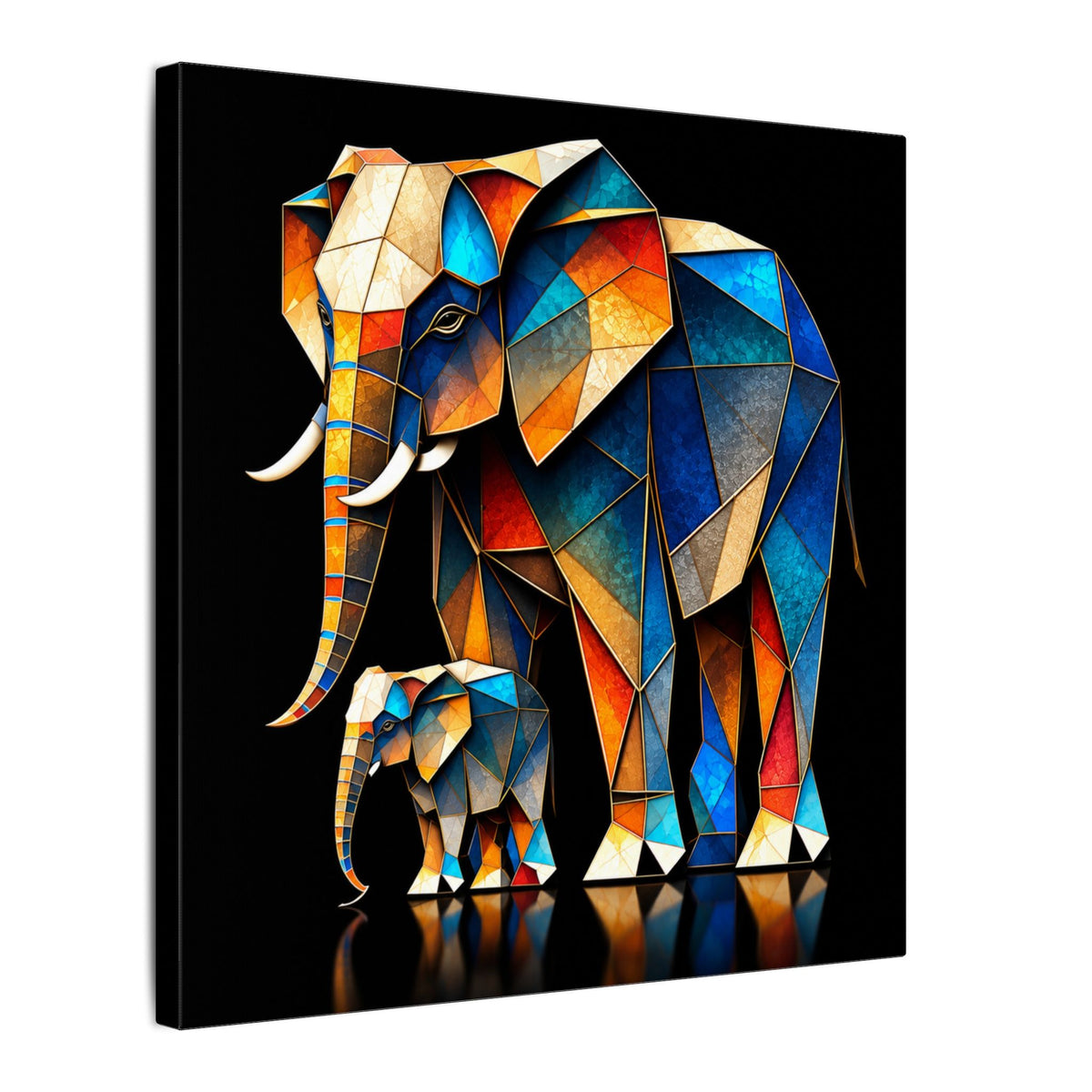 Inheritance of Strength – Geometric Elephant Family Canvas Print