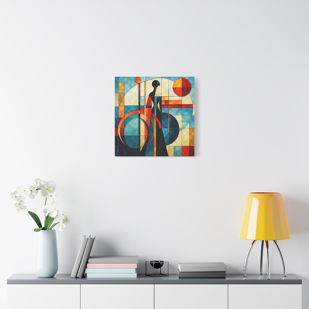 Solar Reverie — Art Deco Stained Glass Woman Canvas