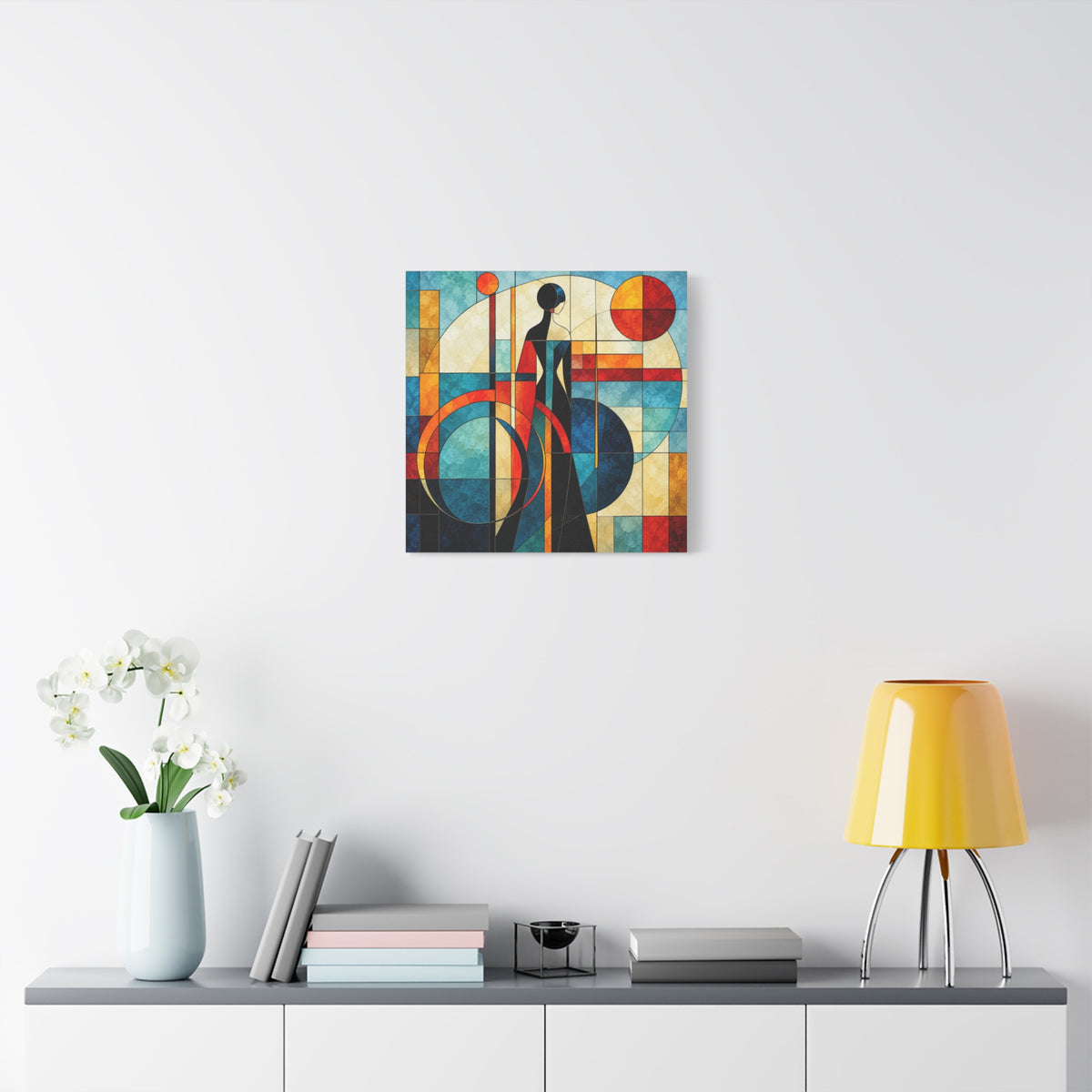 Solar Reverie — Art Deco Stained Glass Woman Canvas