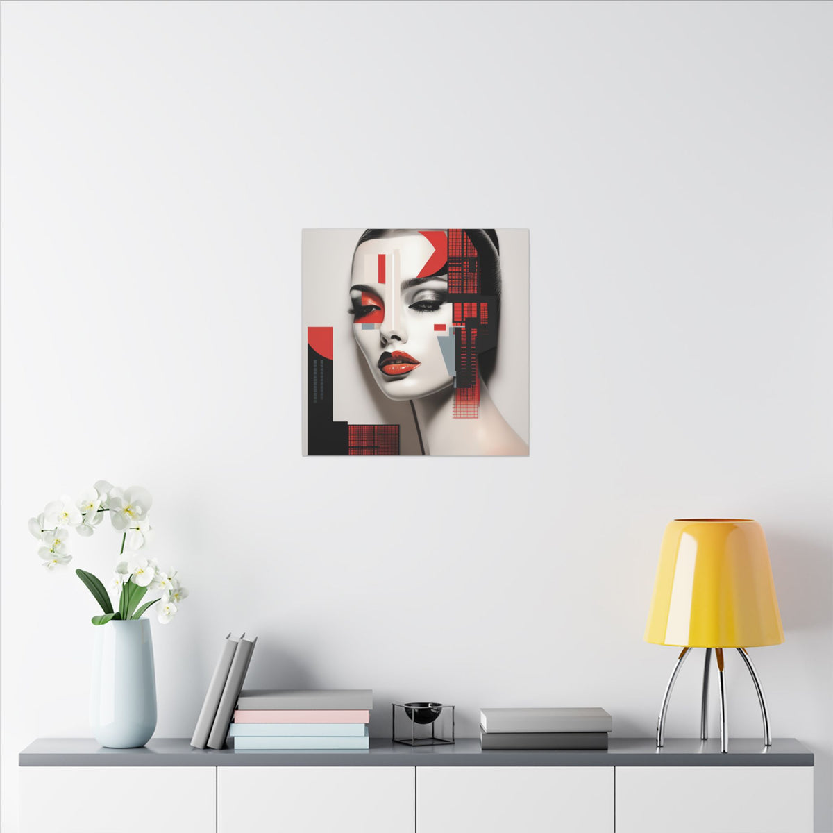 Red Syntax – Geometric Fashion Portrait Canvas Print