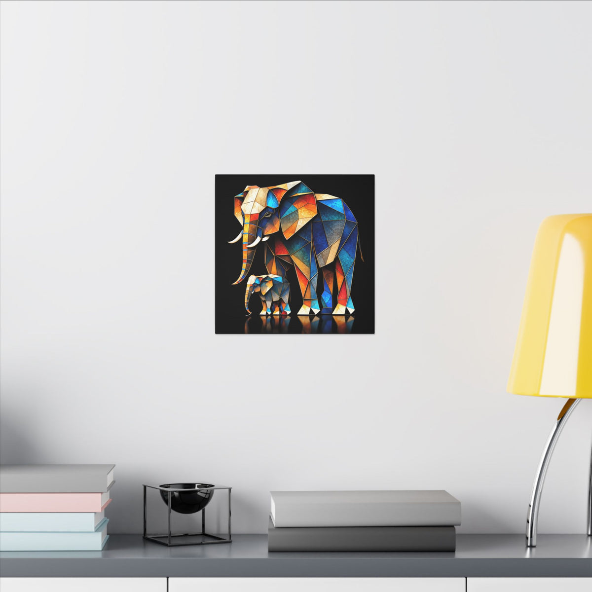 Inheritance of Strength – Geometric Elephant Family Canvas Print