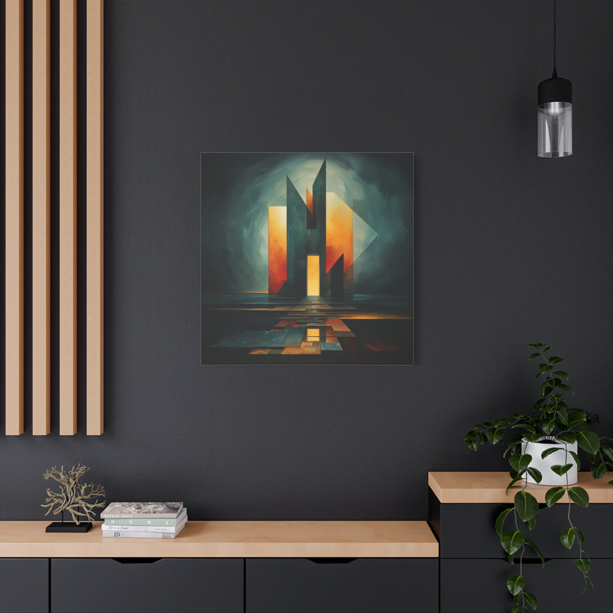 Temple of Arrival — Futuristic Architectural Abstract Wall Art