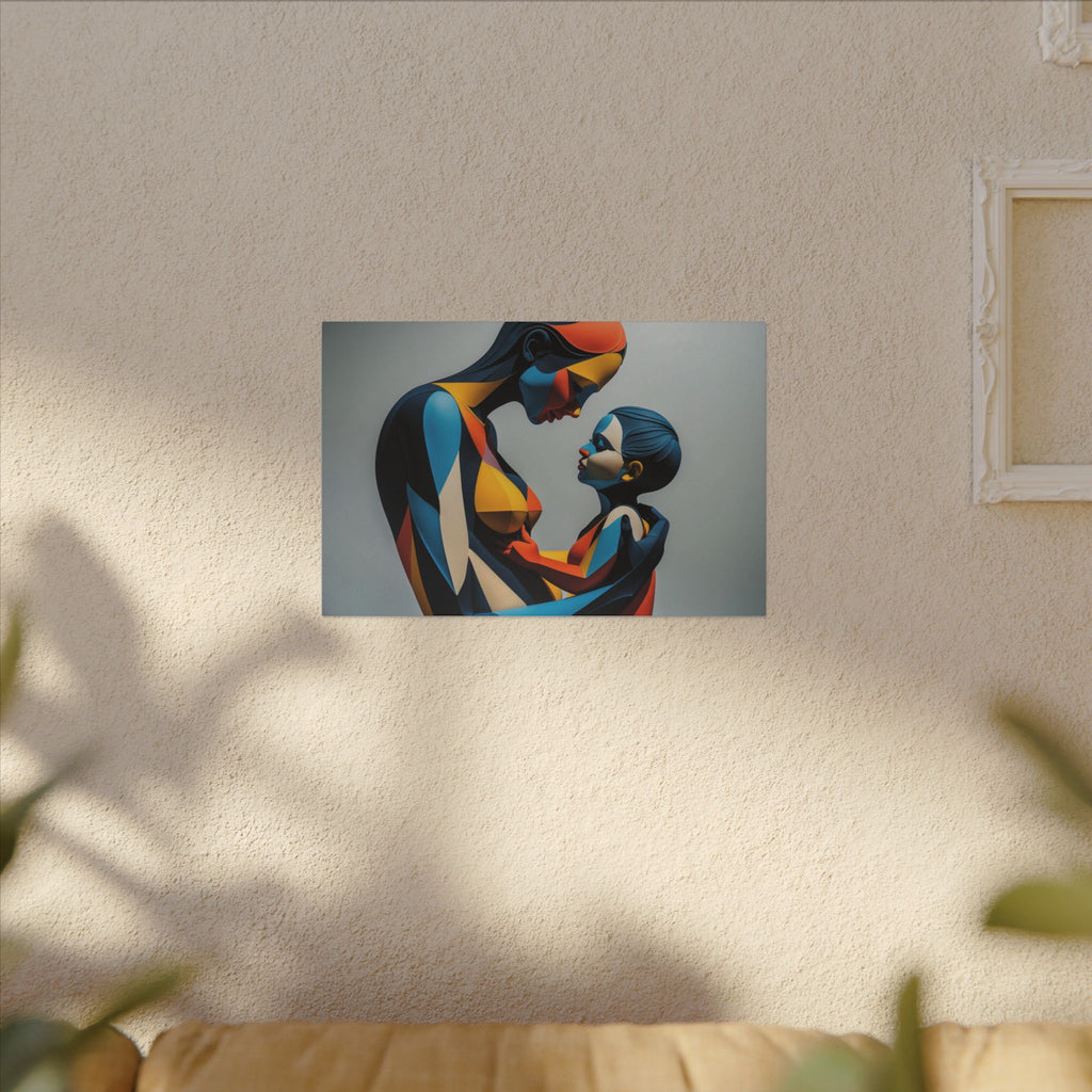 Held in Color – Geometric Mother and Child Canvas Print
