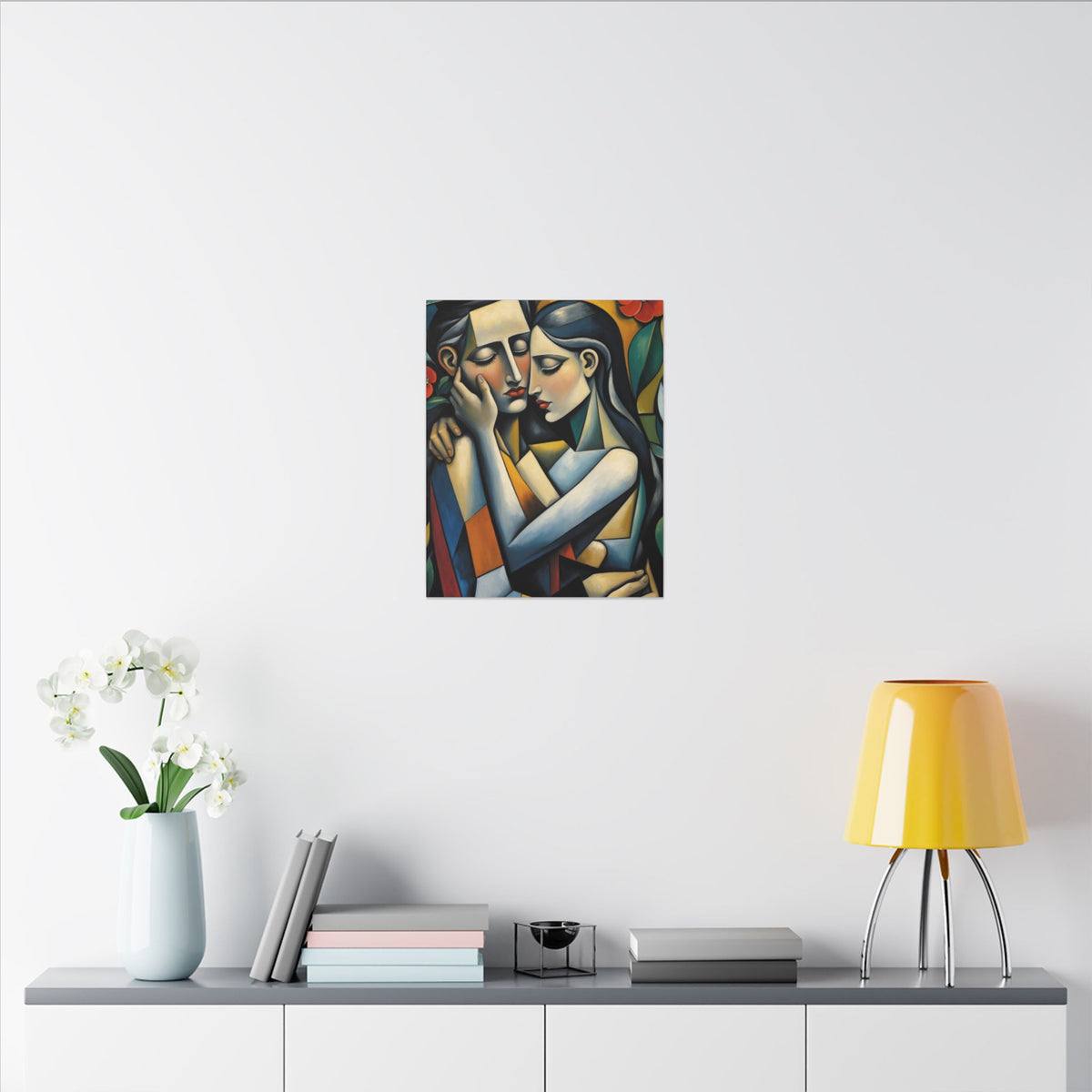 Close Enough to Hear – Modern Geometric Couple Portrait Canvas Print
