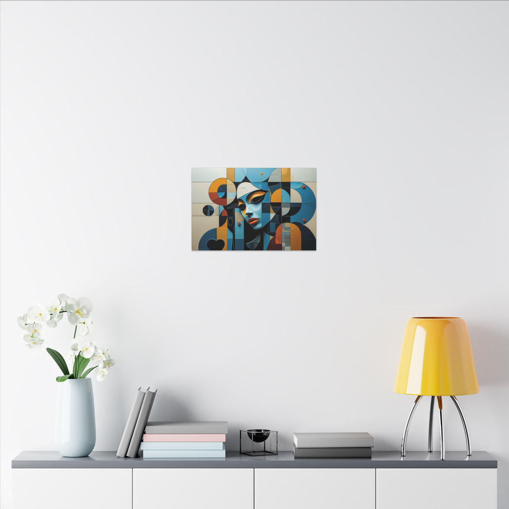 Heart in the Geometry – Geometric Abstract Female Portrait Canvas Print